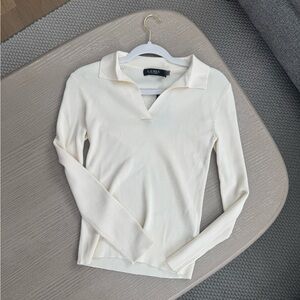 Ralph Lauren Winter 24 Long Sleeve Ivory Top